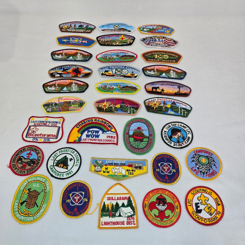 Vintage BSA Last Frontier Council Oklahoma Lot of 32 Patches CSP Camps Events